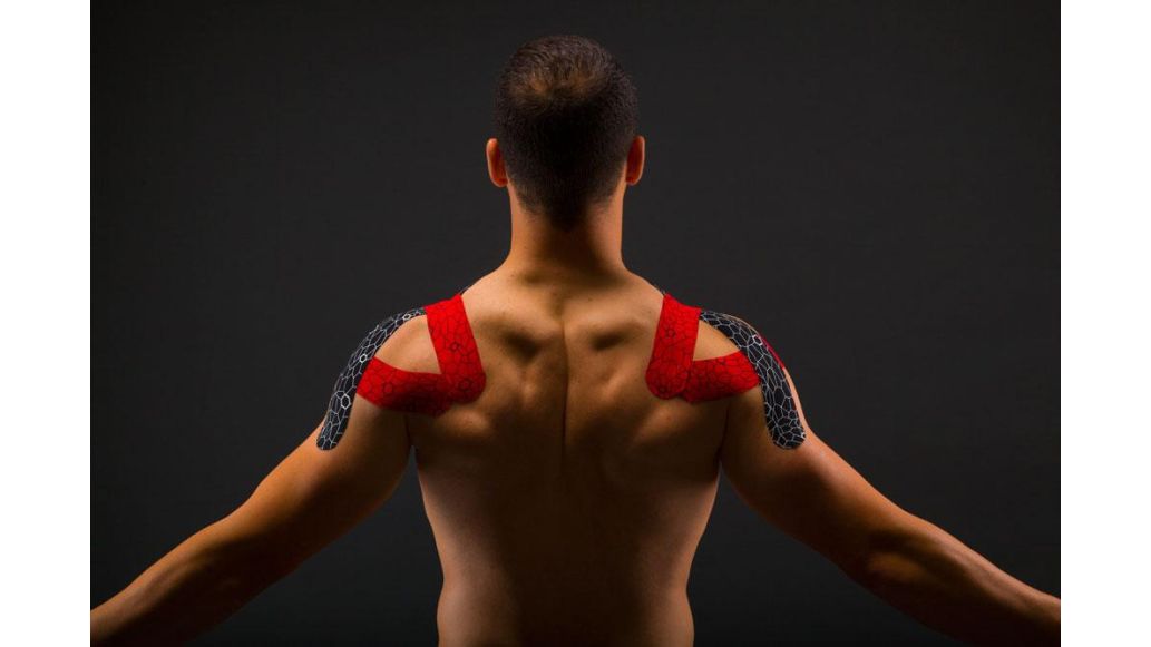 male back with KT tape