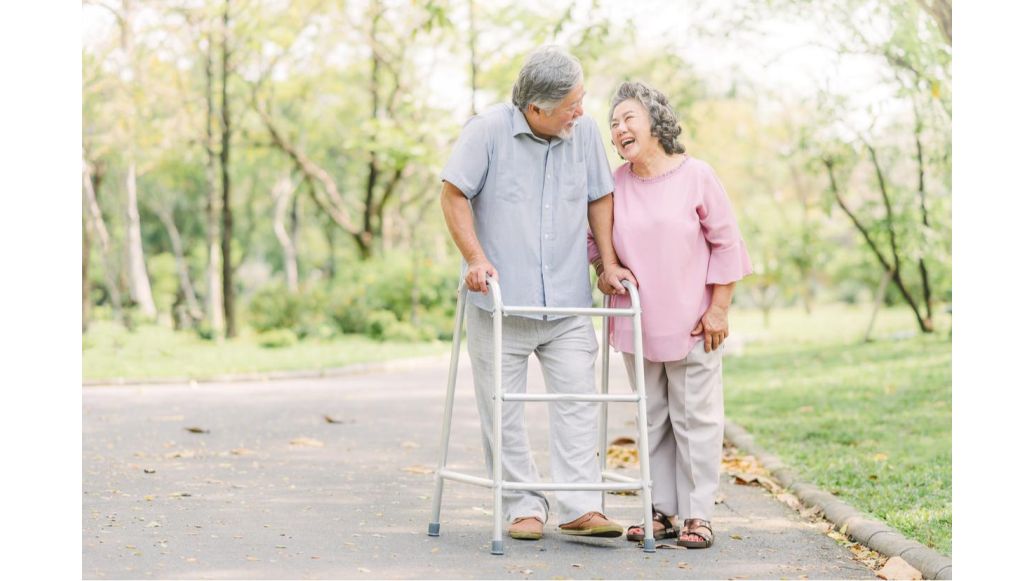 elder couple walking