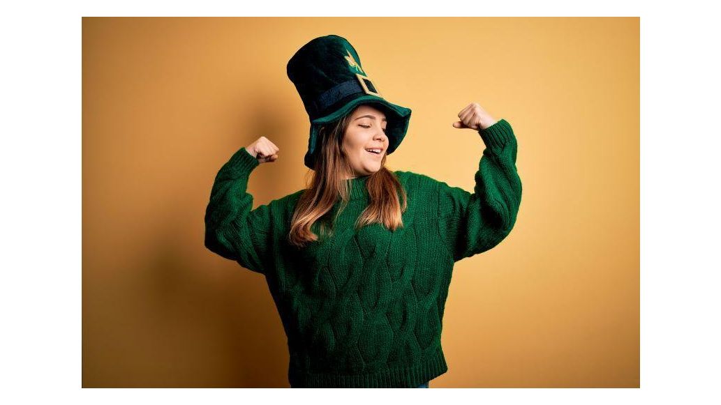 woman in st. patricks hat