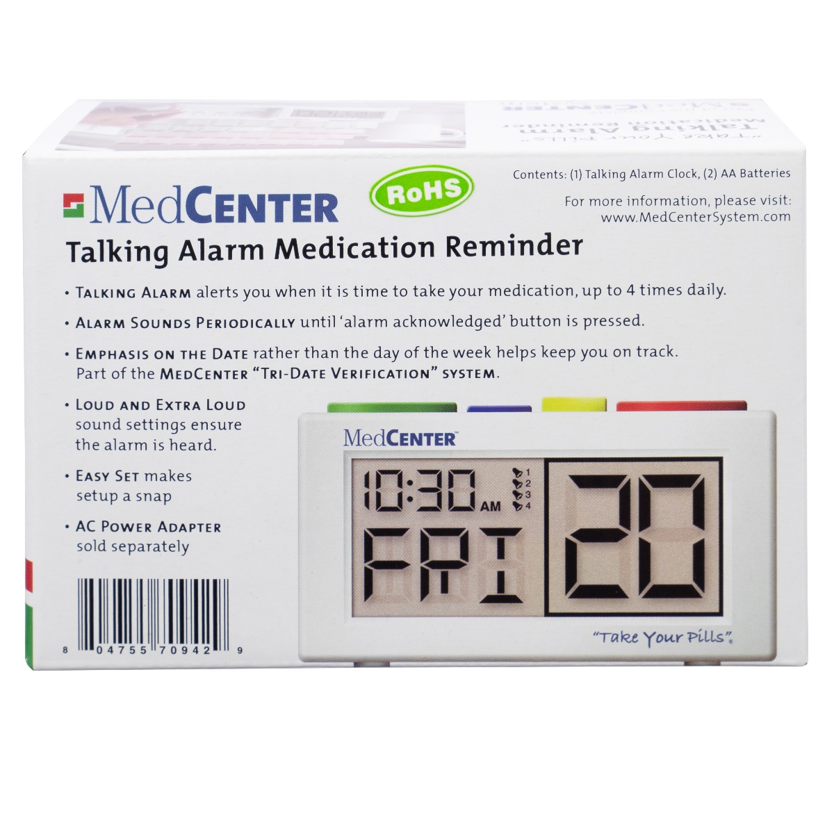 MedCenter System Talking One Month Medication Organizer and Reminder