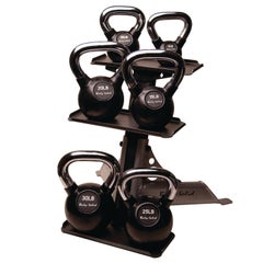 Body Solid 3-Tier Kettlebell Rack with Kettlebells