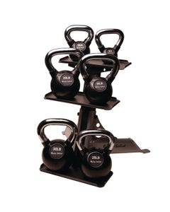 Body Solid 3-Tier Kettlebell Rack with Kettlebells