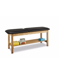 Clinton Wooden H-Brace Table with Shelf