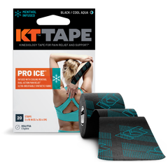 KT Tape Pro Ice Precuts 10" 20/Roll, Black/Cool Aqua