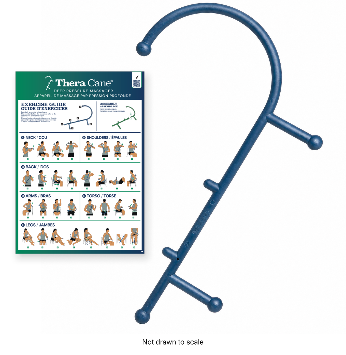 TheraCane Massager - Self-Massage Hook With Grip Handles = blue