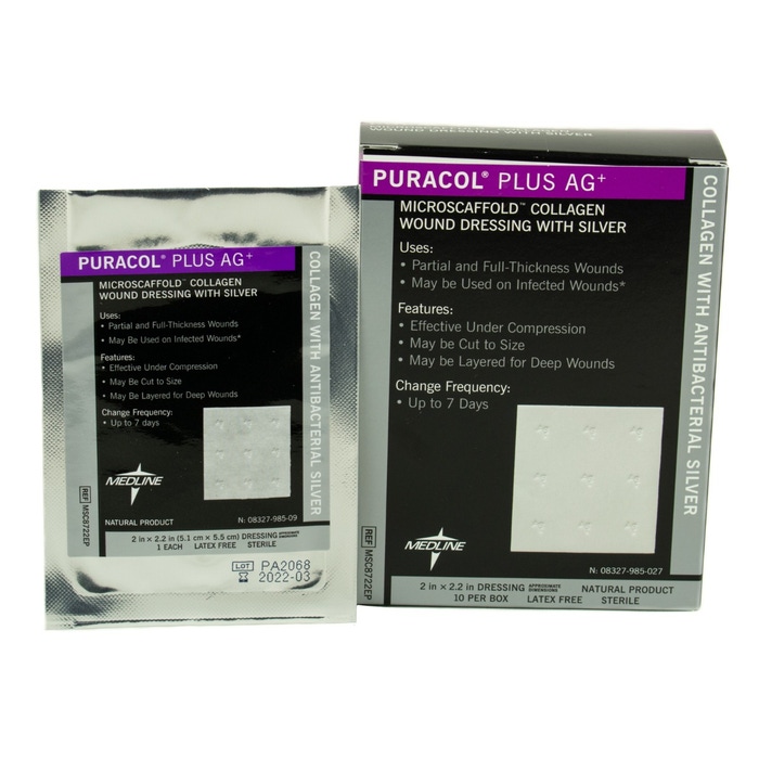 puracol plus ag collagen wound dressing with silver Puracol Plus AG Collagen Dressing with Silver, 2 x 2 inch