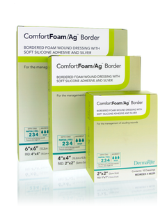 ComfortFoam Ag Bordered Foam Wound Dressing with Soft Silicone Adhesive & Silver