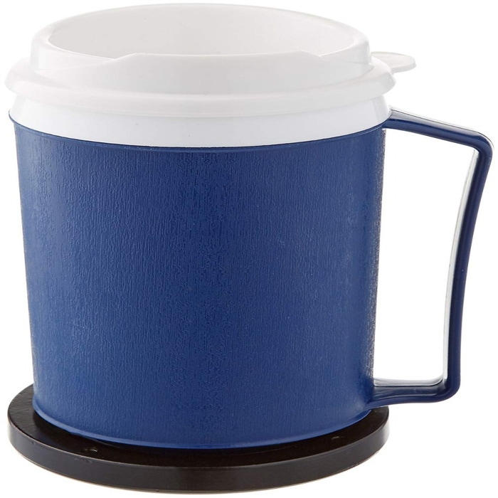 Rehabilitation Advantage Plastic Weighted Insulated Mug with Tumbler Lid  (12oz), Blue