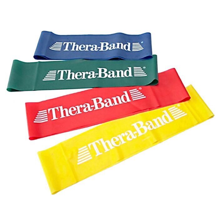 Group of 4 different colored (blue, green, red & yellow) TheraBand Resistance Bands