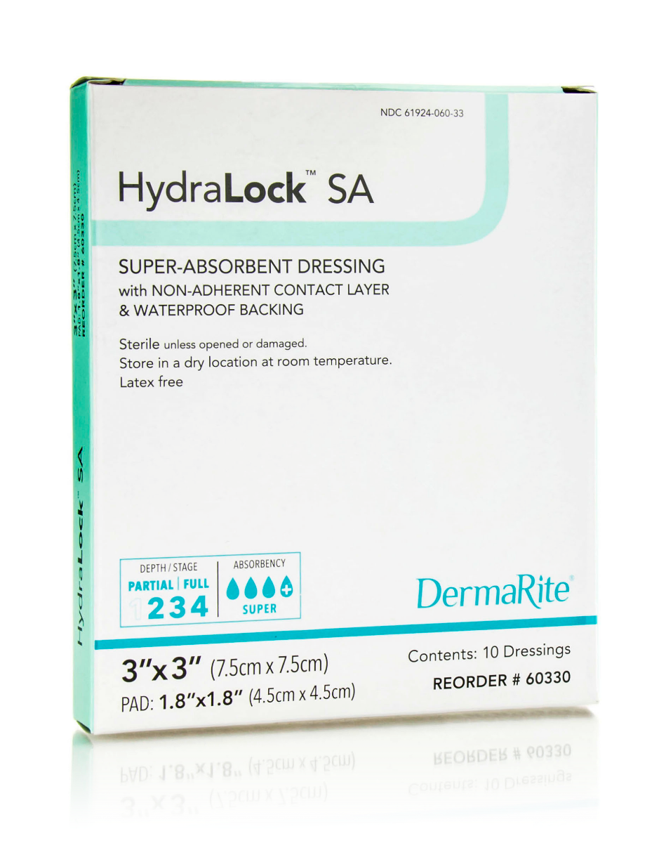 HydraLock SA Super-Absorbent Wound Dressing with Non-Adherent Contact Surface and Waterproof Backing