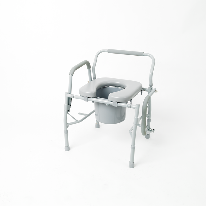 Commode with drop arms, deluxe steel, padded seat, 1 each Commode with drop arms, deluxe steel, padded seat, 1 each