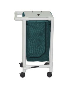 Single Bag Laundry Hampers - Standard with FP -  White PVC - Forest Green