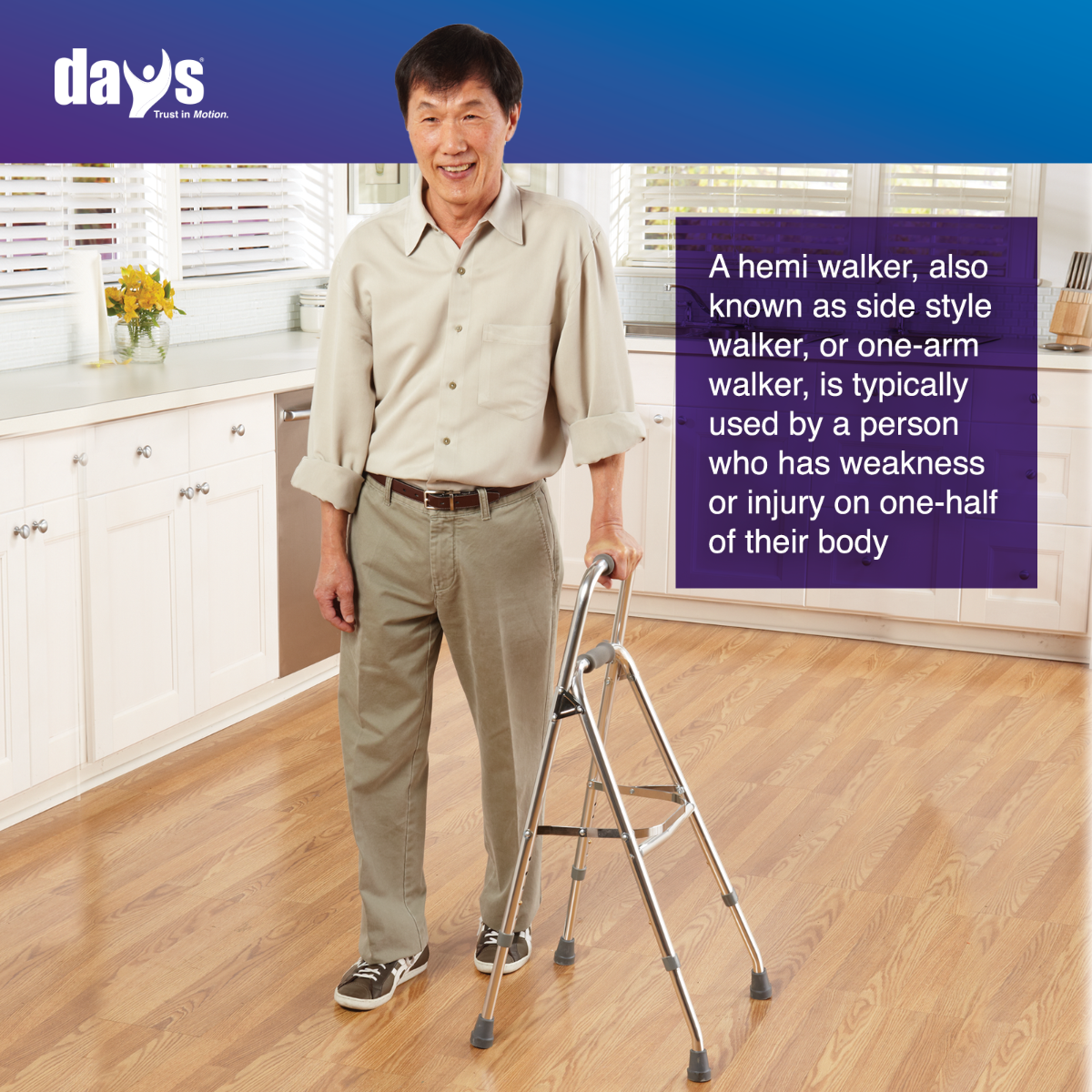 Days Folding Hemi Walker - Efficient One-Handed Mobility Aid