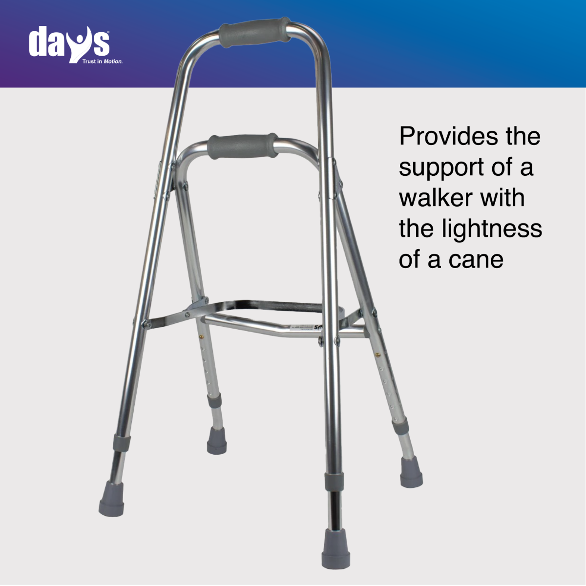 Days Folding Hemi Walker - Efficient One-Handed Mobility Aid