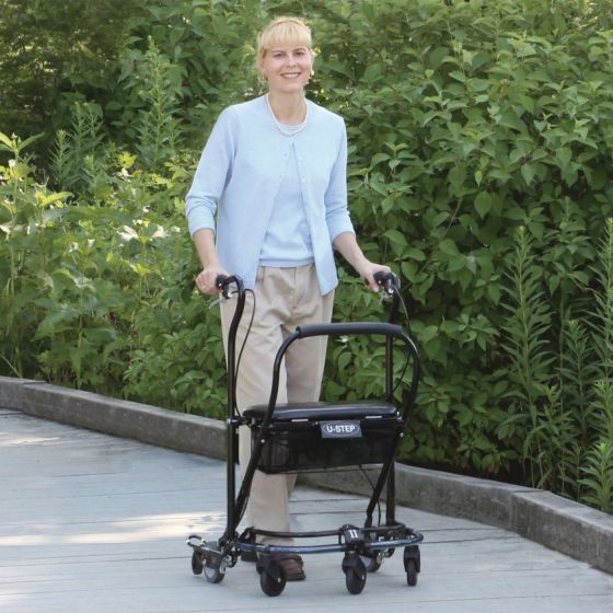 woman walking with walker