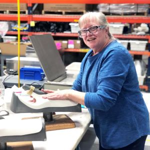 Employee working in our manufacturing facility