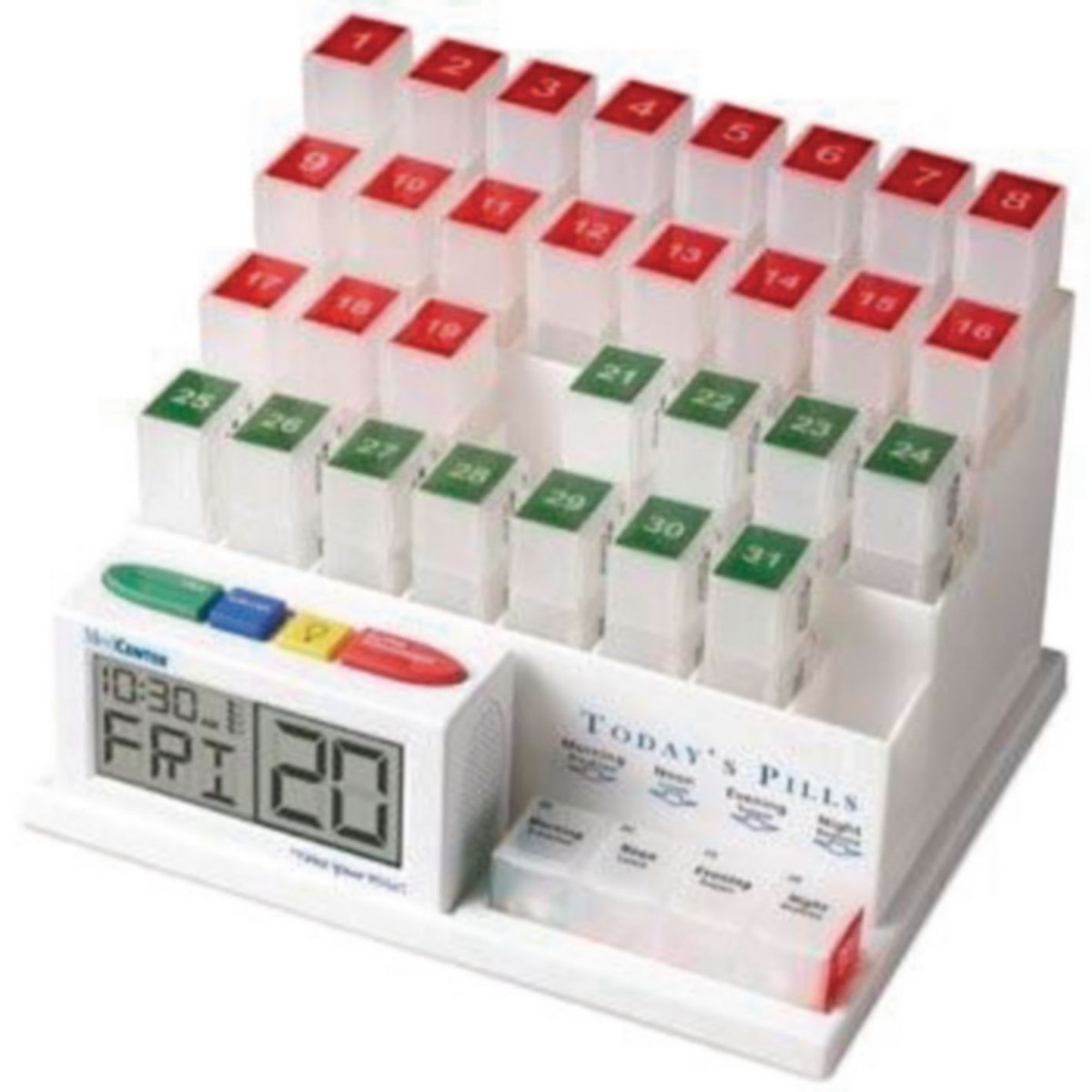 Talking one-month medication organizer