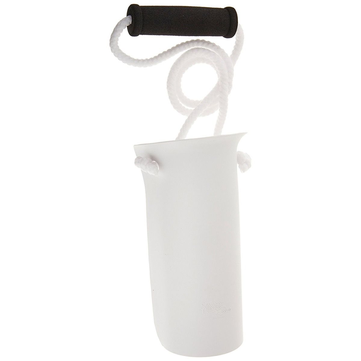 White stock and stocking aid with rope and foam black handle