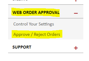 web order aprove/reject