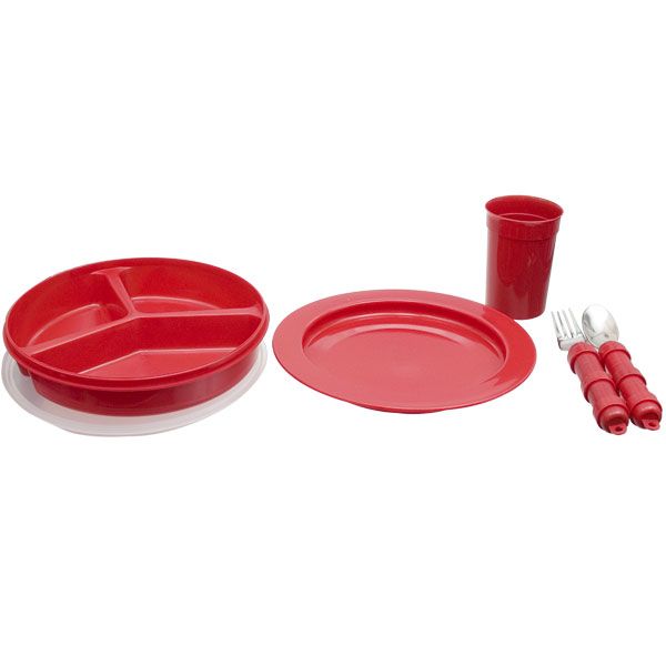 red plate set