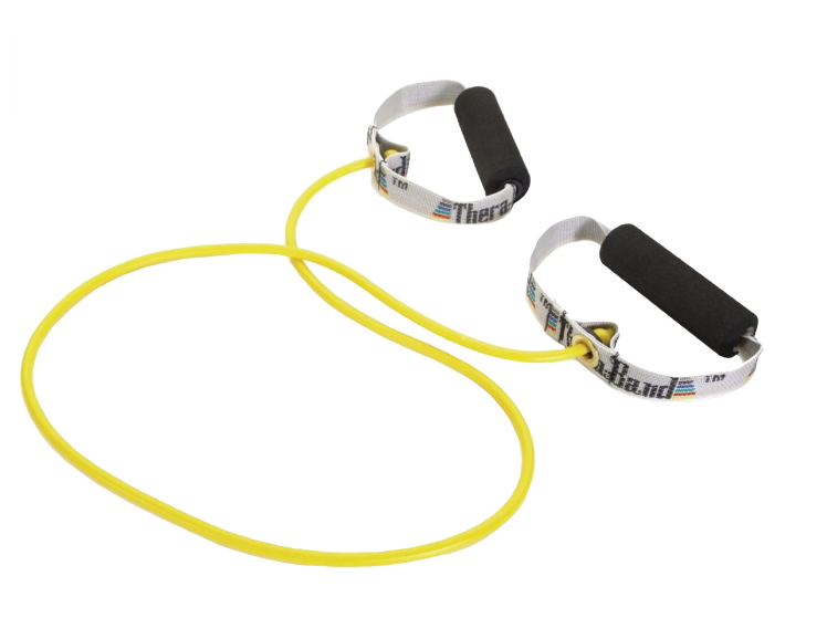 Yellow TheraBand Tube Band with Black Handles