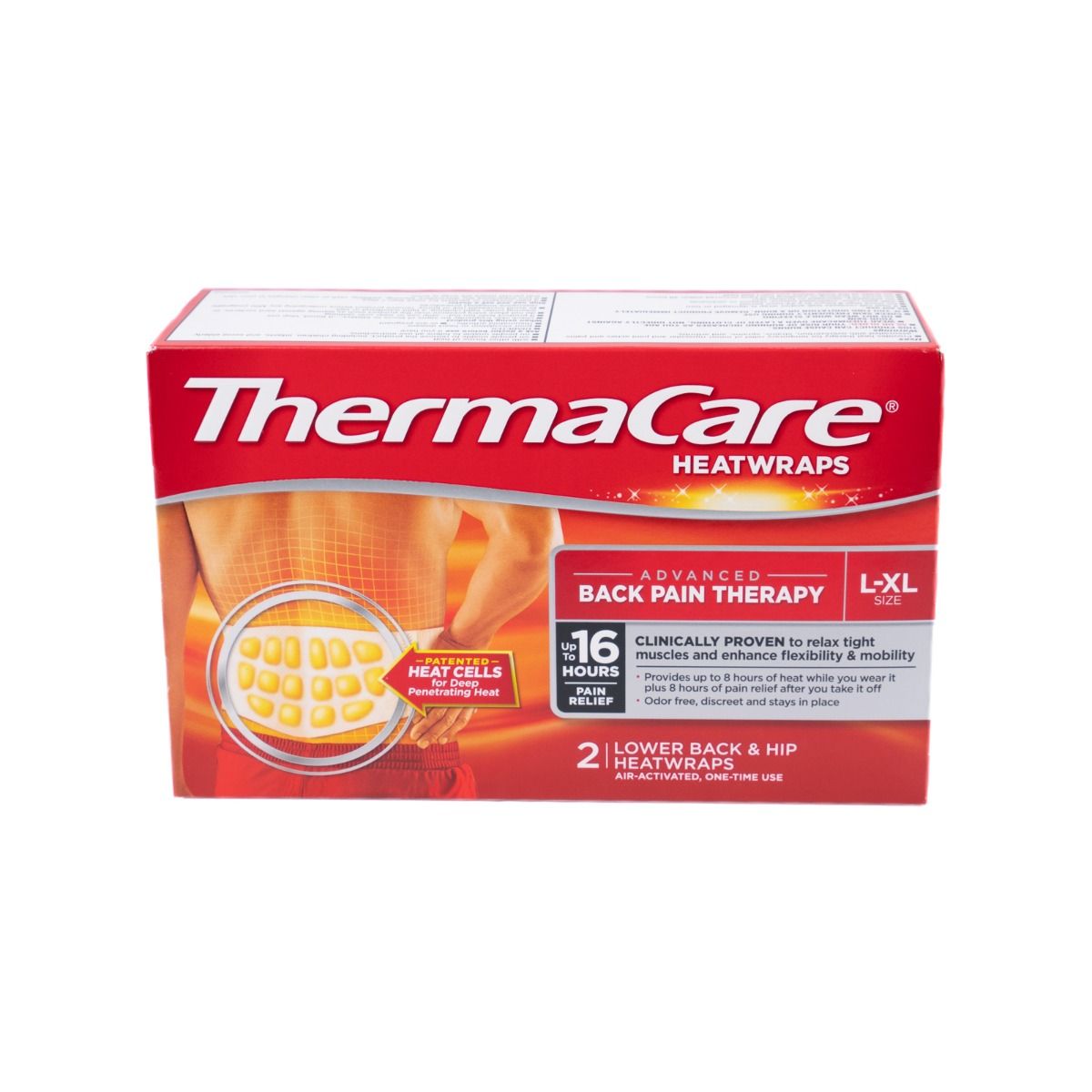 Box of ThermaCare Back Wraps 