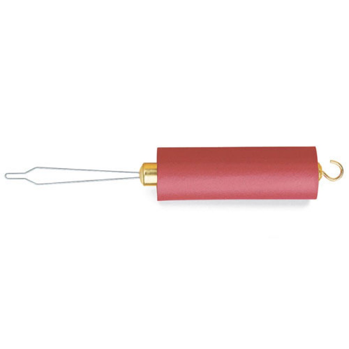 Red zipper pull with button hook