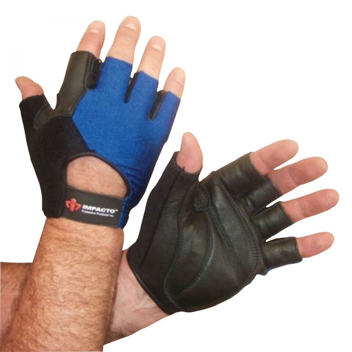 Pair of black and blue Sport Gloves by Impacto