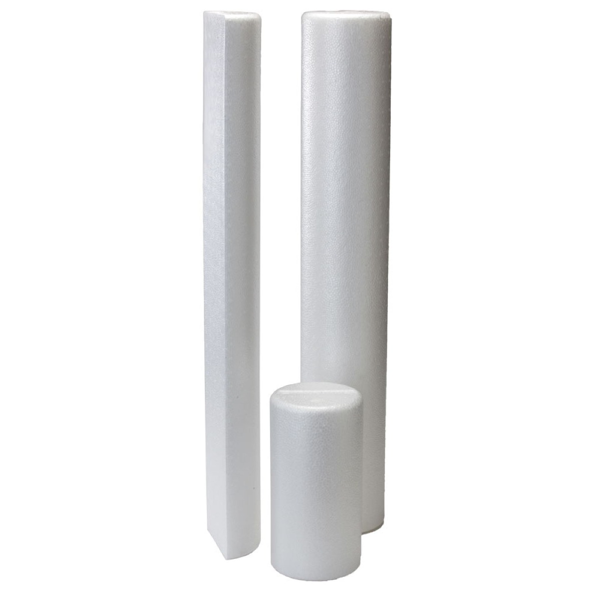 White TheraBand Pro Foam Rollers in a variety of shapes & sizes
