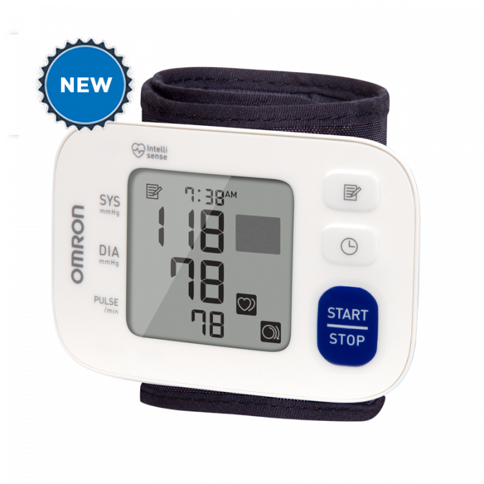 New white Omron 3 series wrist blood pressure monitor machine with digital display