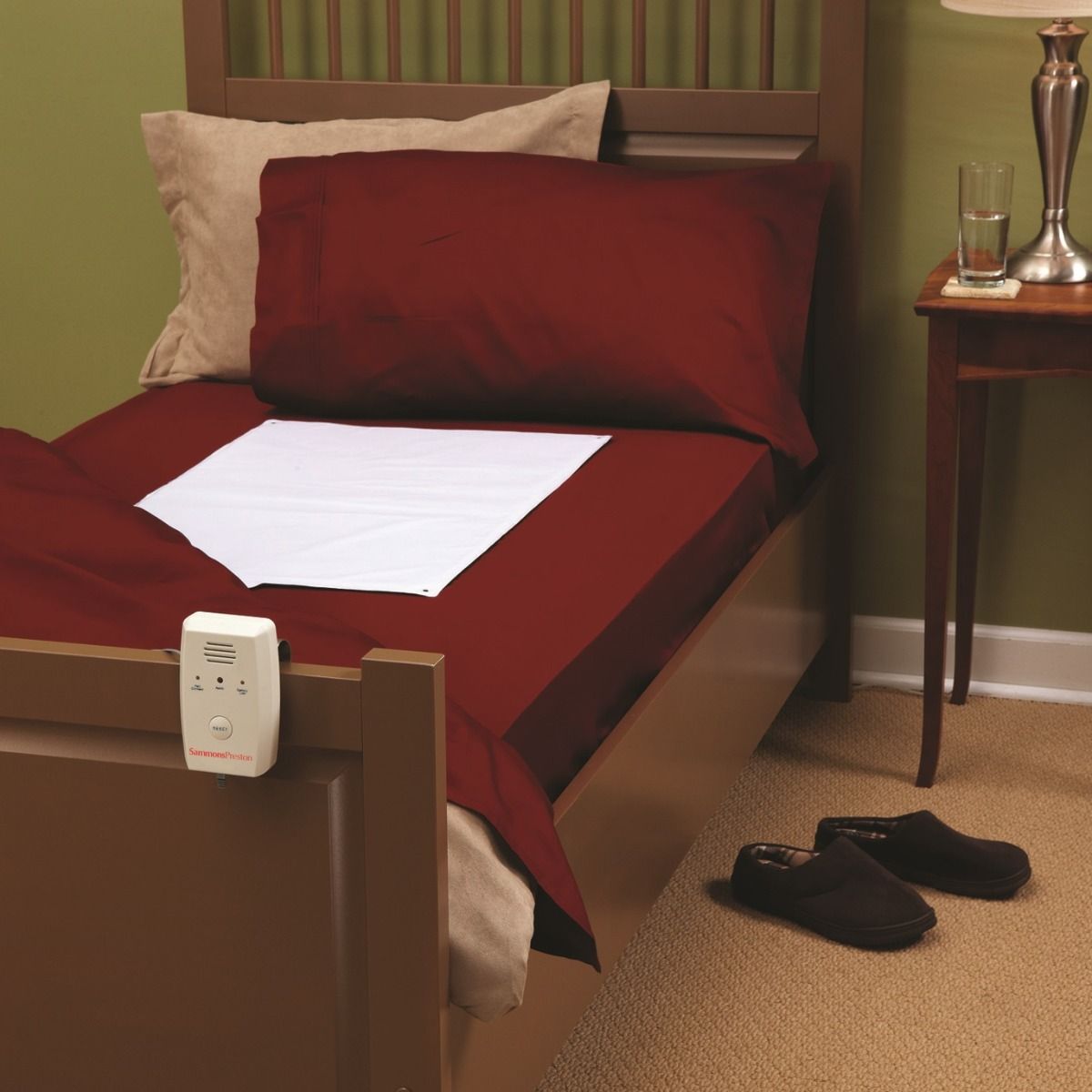 Bed alarm set shown on bed