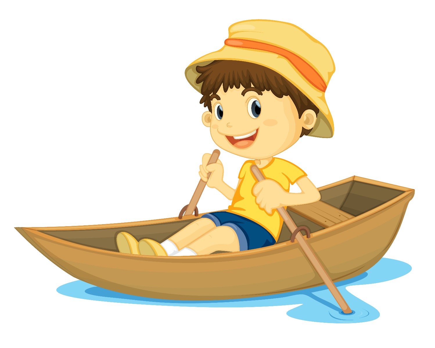 cartoon boy in boat
