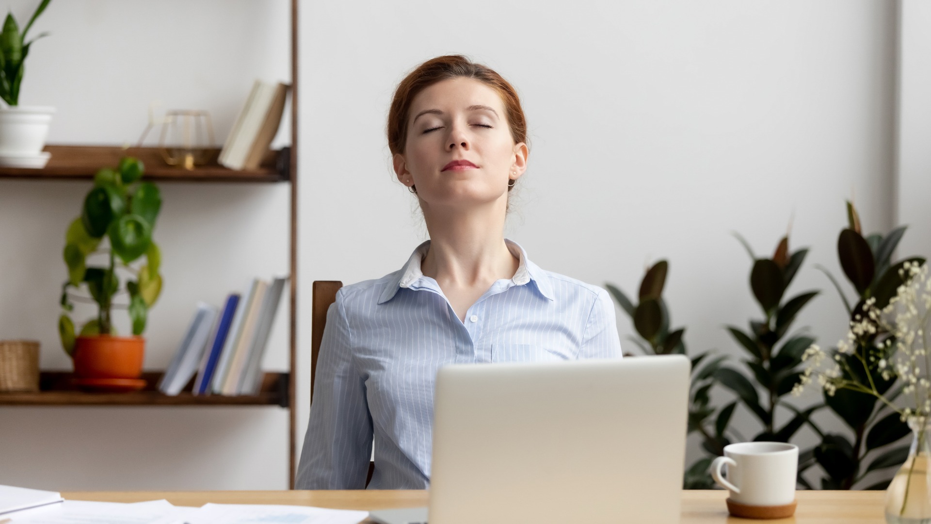 deep breathing at desk