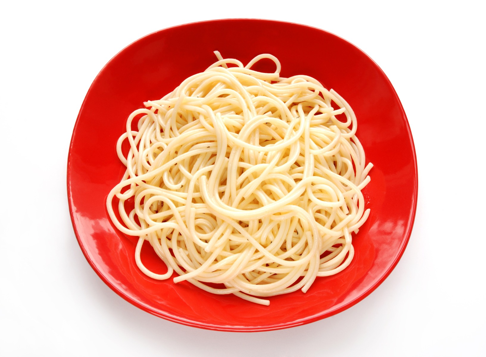 pasta on red plate