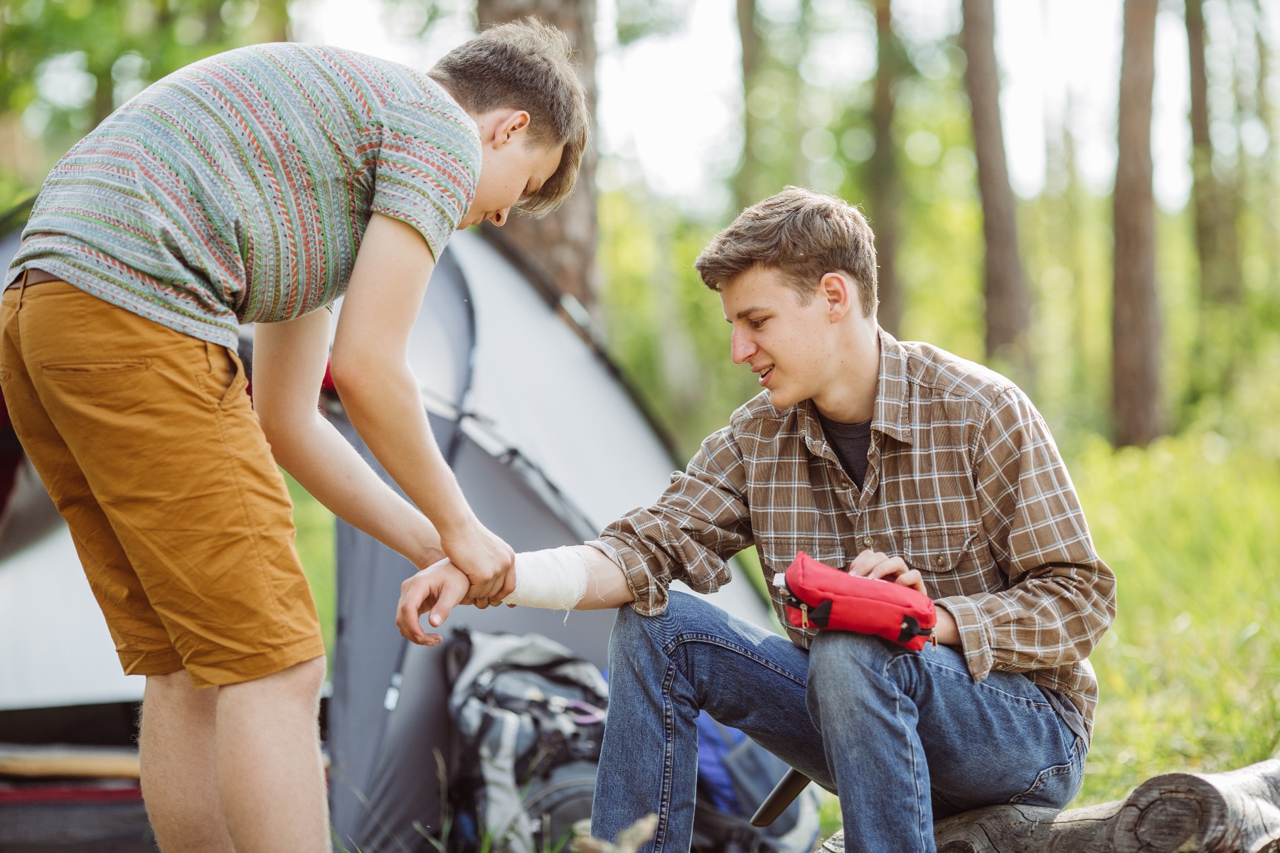 first aid kit in use