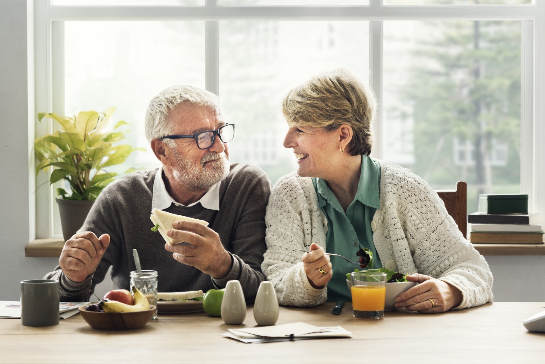 older couple eating together