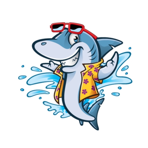 friendly shark in shirt and sunglasses