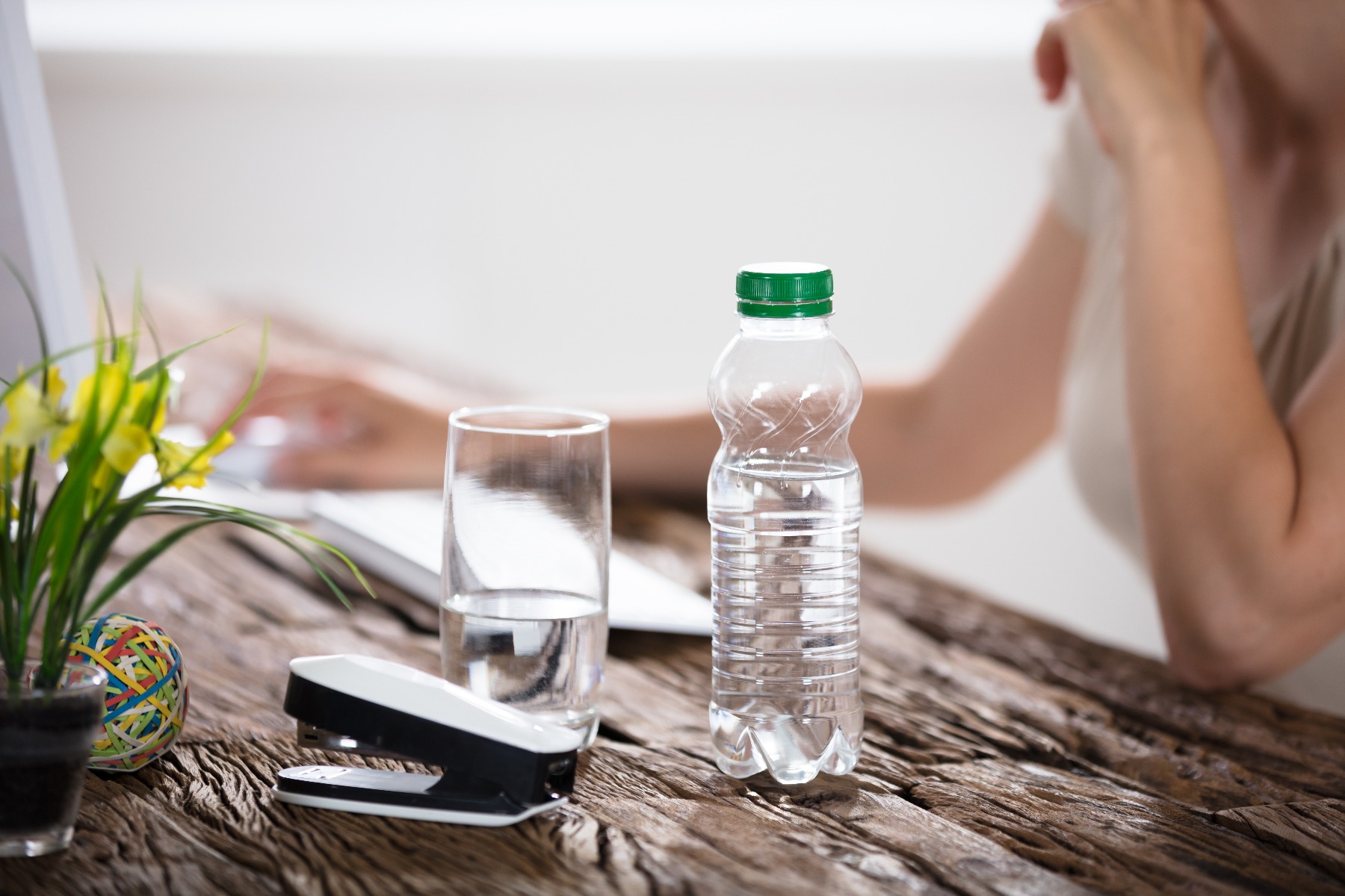 water at desk